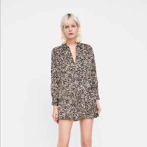 Zara leopard animal print shirt dress